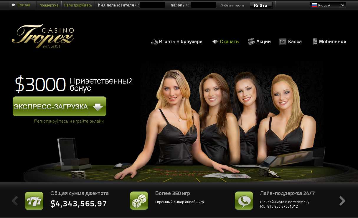 Casino Tropez , успешно действующее на рынке азартных онлайн-игр с 2001 года