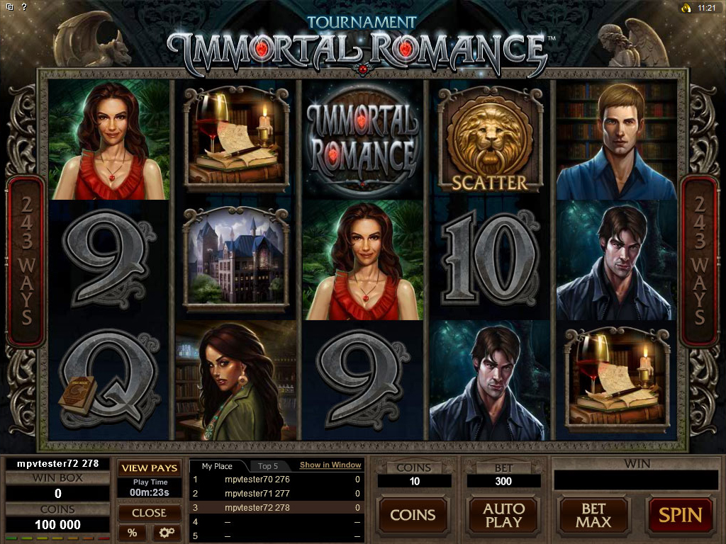 Golden Riviera Casino :: Бесплатный слот-турнир на игровом автомате Immortal Romance